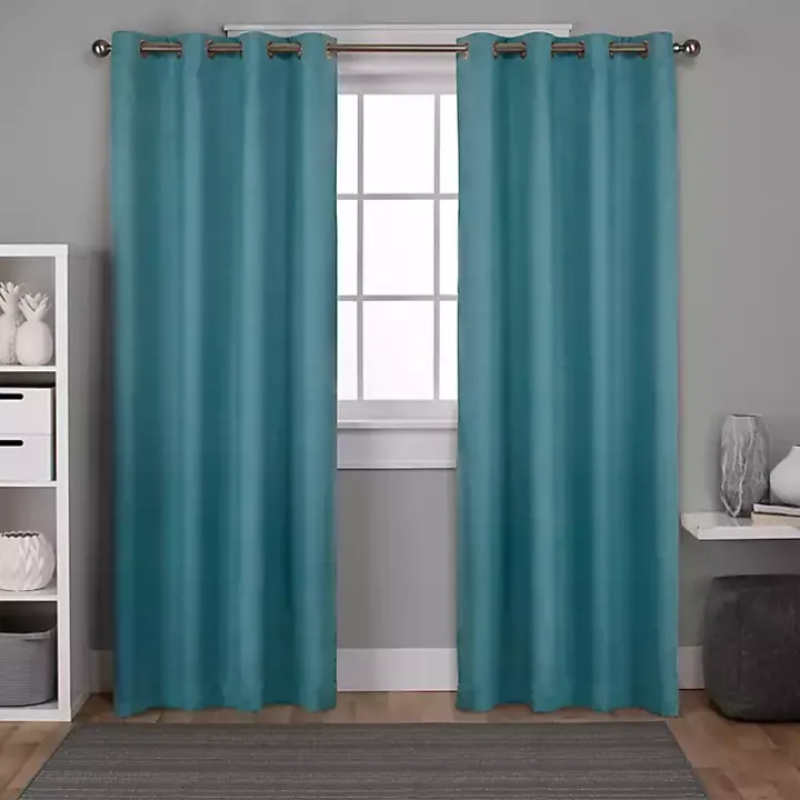 Oxford Teal Thermal Curtain Panel Set, 84 in.