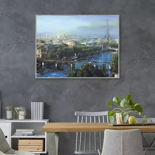 Paris Pedestrian Bridge Framed Canas Art Print