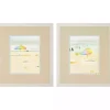 Pastel Beach Umbrella Framed Art Prints, Set of 2