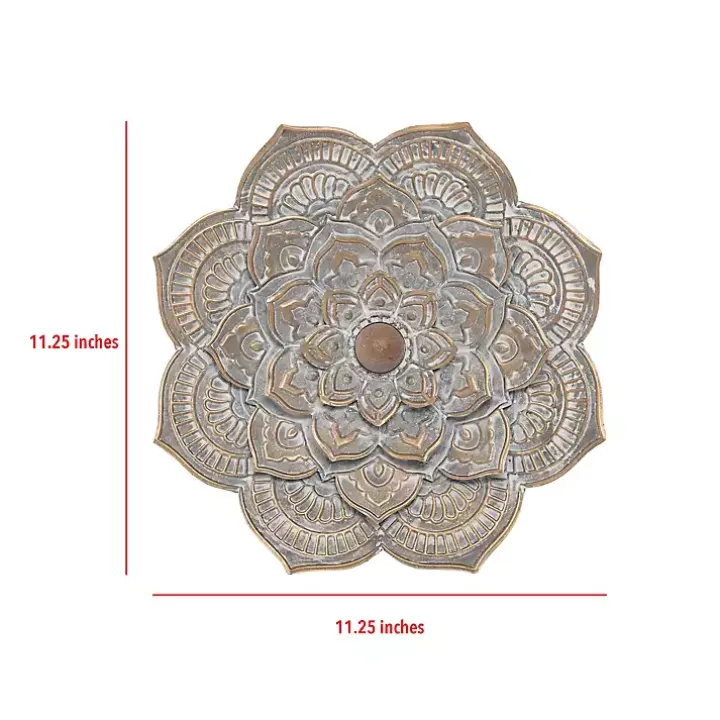 Patina Finish Metal Flower Large Wall Plaque