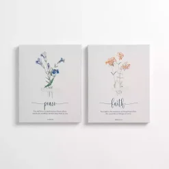 Peace and Faith Floral Canvas Art Prints, Set of 2