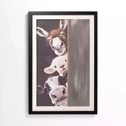 Peeking Farm Friends Framed Art Print