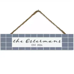 Personalized Family Blue Plaid Wall Plaque