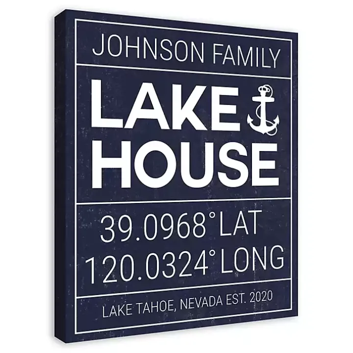 Personalized Lake House Canvas Wall Plaque