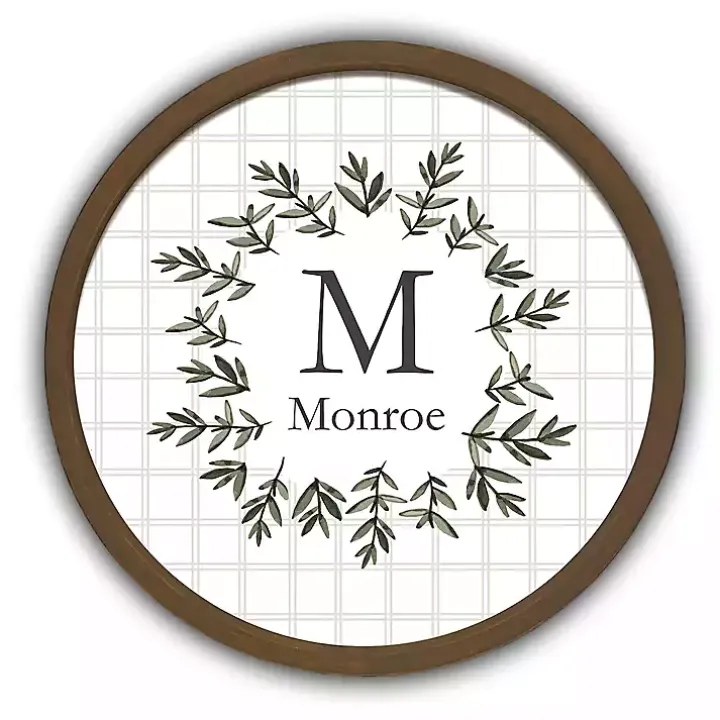 Personalized Monogram Leafy Brown Frame Plaque