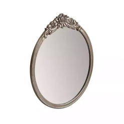 Pewter Wood Carved Rosettes Wall Mirror