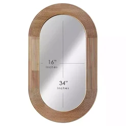 Pill Capsule Oval Shaped Wood Wall Mirror