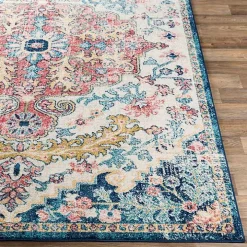Pink and Blue Traditional Medallion Area Rug, 8x12