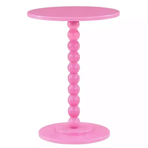 Pink Beaded Spindle Accent Table