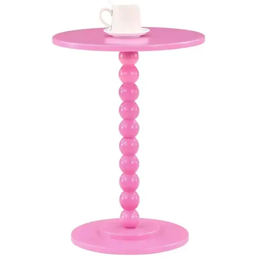 Pink Beaded Spindle Accent Table