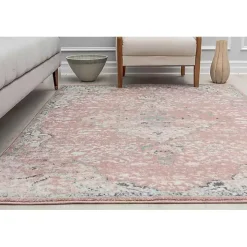 Pink Rose Medallion Area Rug, 5x7