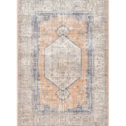 Pink Vintage Floral Print Area Rug, 8x10