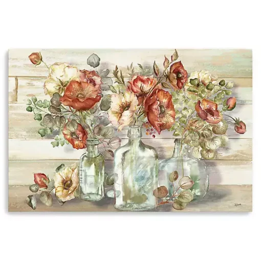 Poppies and Eucalyptus Canvas Wall Art
