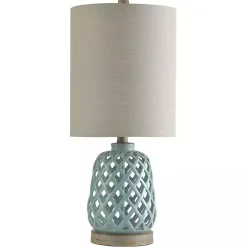 Powder Blue Open Weave Ceramic Table Lamp