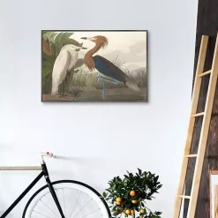Purple Heron Framed Canvas Art Print