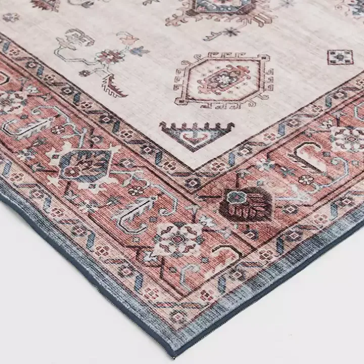 Raquel Red and Ivory Washable Area Rug, 7x9