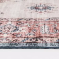 Raquel Red and Ivory Washable Area Rug, 7x9