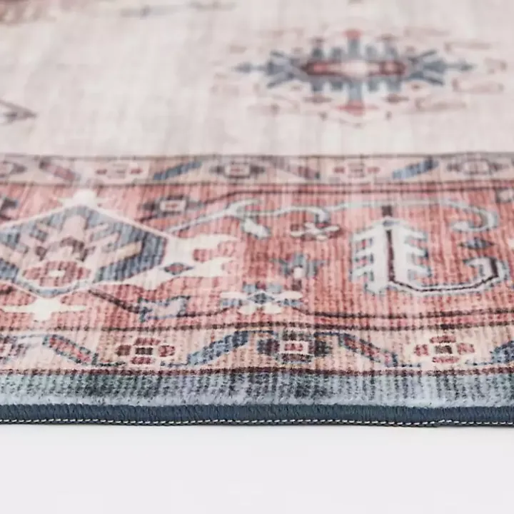 Raquel Red and Ivory Washable Area Rug, 7x9