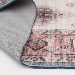 Raquel Red and Ivory Washable Area Rug, 7x9