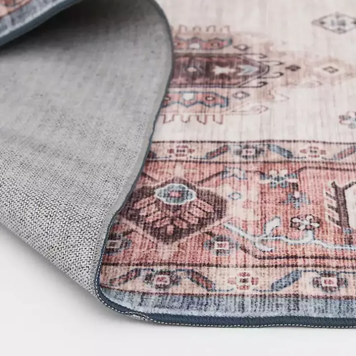 Raquel Red and Ivory Washable Area Rug, 7x9