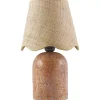 Red Faux Stone Table Lamp with Scalloped Shade