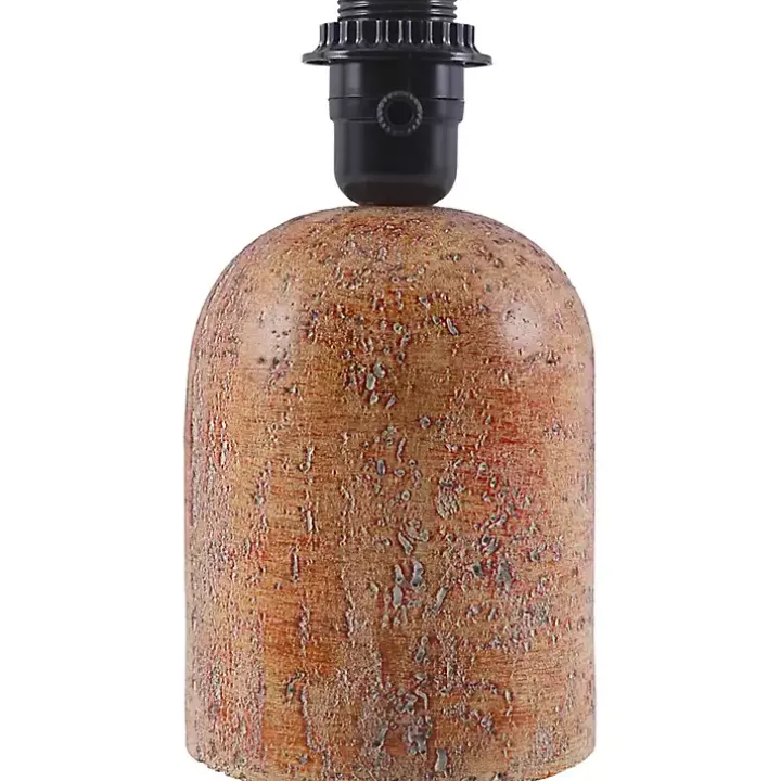 Red Faux Stone Table Lamp with Scalloped Shade