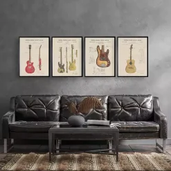 Red Guitar Patent Framed Art Print