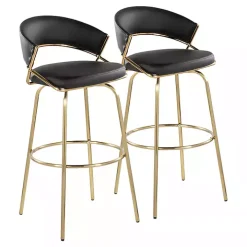 Remy Black & Gold Swivel Bar Stools, Set of 2