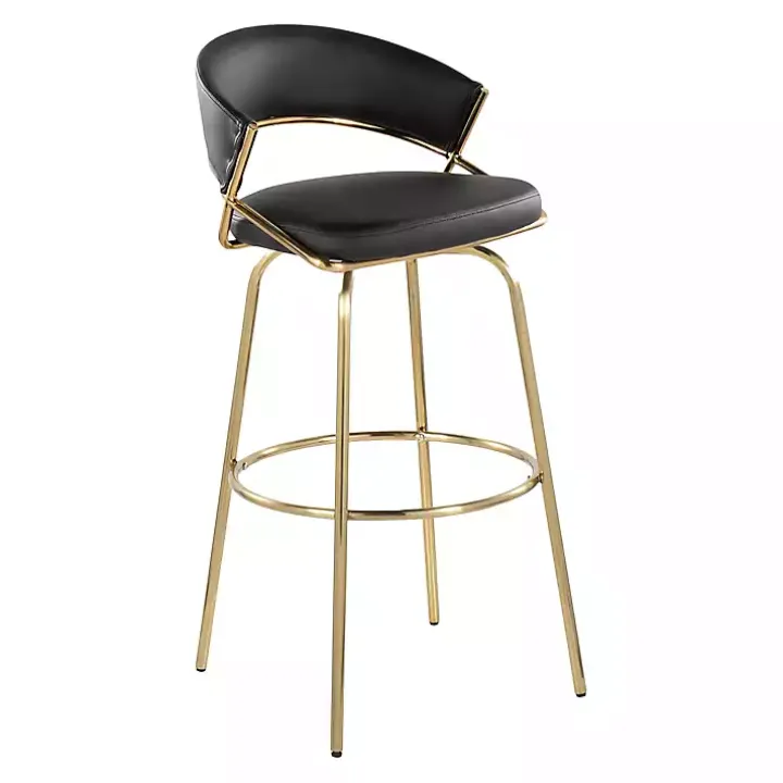 Remy Black & Gold Swivel Bar Stools, Set of 2