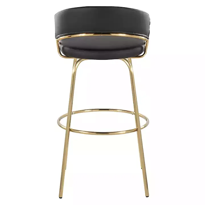 Remy Black & Gold Swivel Bar Stools, Set of 2