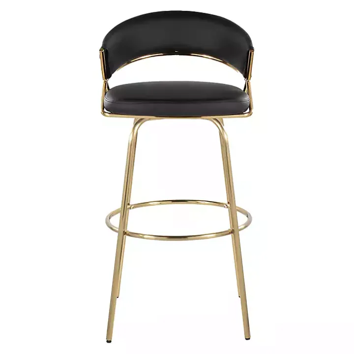 Remy Black & Gold Swivel Bar Stools, Set of 2