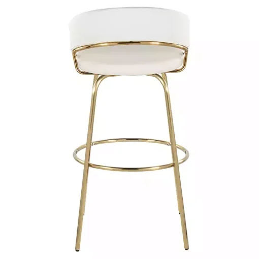 Remy White & Gold Swivel Bar Stools, Set of 2