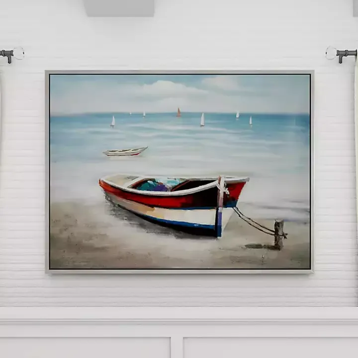 Resting Rowboat Framed Canvas Art Print