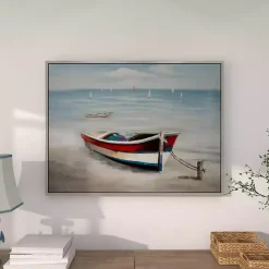 Resting Rowboat Framed Canvas Art Print