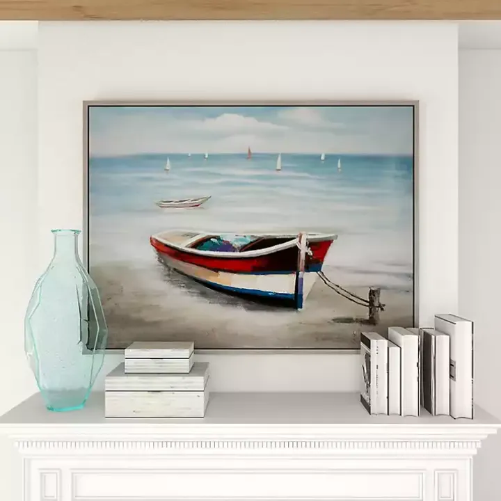 Resting Rowboat Framed Canvas Art Print