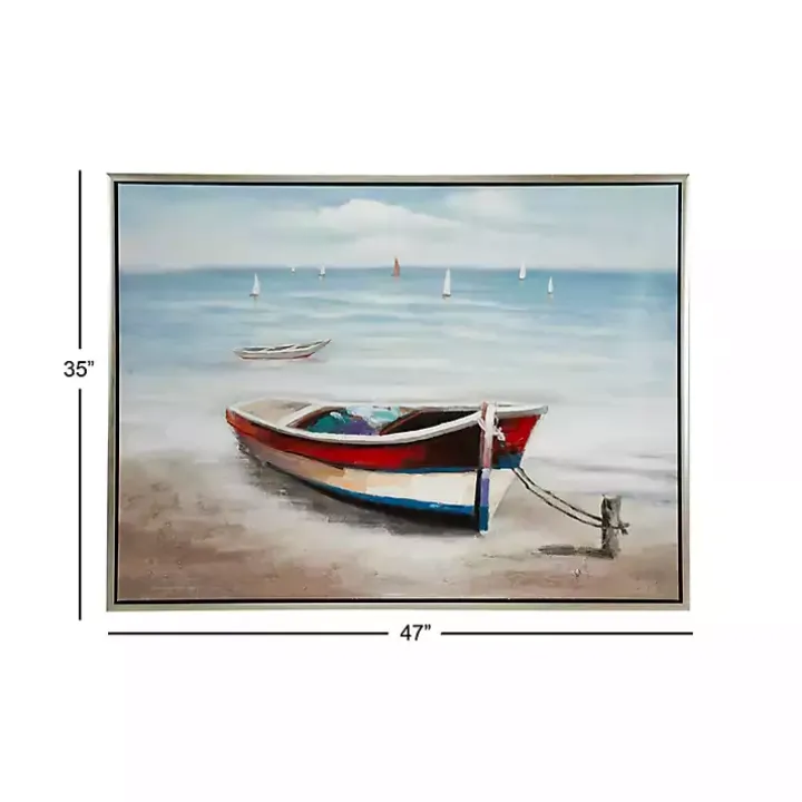 Resting Rowboat Framed Canvas Art Print