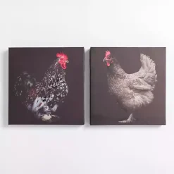 Rooster Portraits Canvas Art Prints, Set of 2
