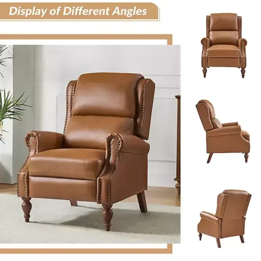 Rosalie Tan Faux Leather Manual Recliner