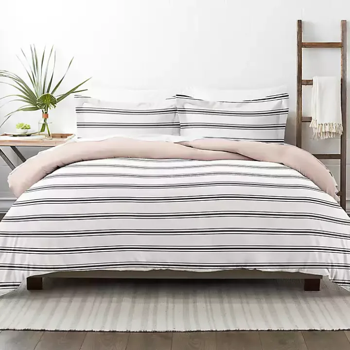 Rose Pink Echo Stripe 2-pc. Twin Duvet Cover Set