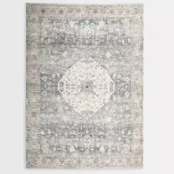 Rosette Dusty Aqua Area Rug, 5x7