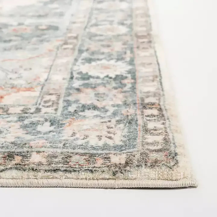 Rosette Green and Ivory Area Rug, 5x7