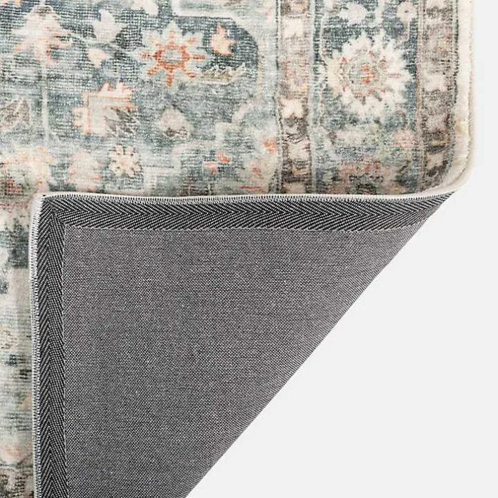 Rosette Green and Ivory Area Rug, 7x9