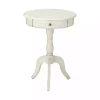 Round Antique White Pedestal Accent Table