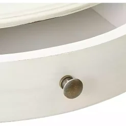 Round Antique White Pedestal Accent Table