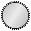 Round Black Beaded Metal Wall Mirror