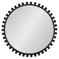 Round Black Beaded Metal Wall Mirror