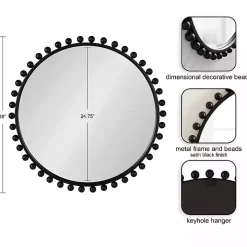 Round Black Beaded Metal Wall Mirror