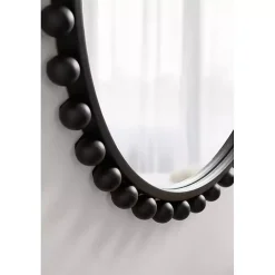 Round Black Beaded Metal Wall Mirror