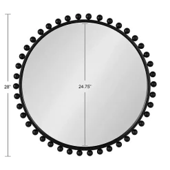 Round Black Beaded Metal Wall Mirror