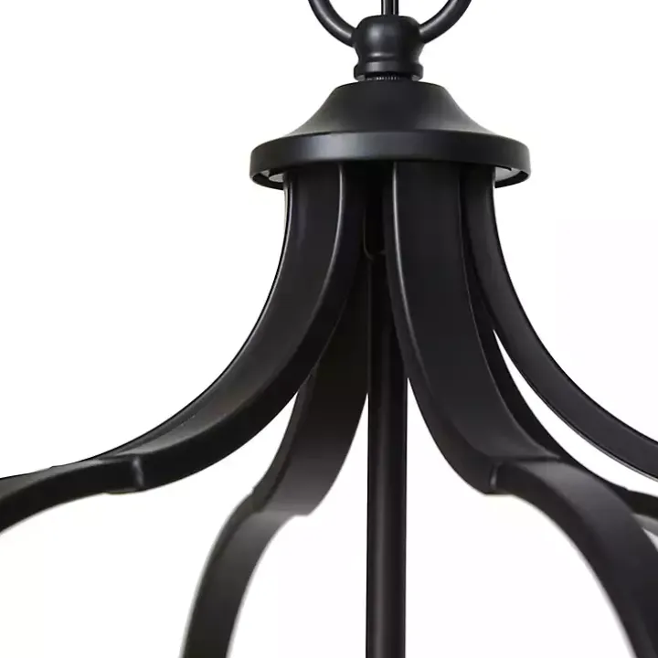 Round Black Iron Ornate Pendant Light